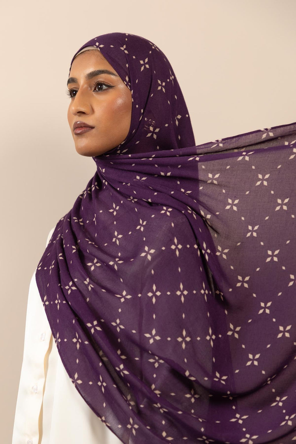 Layali Plum - Printed Modal Hijab