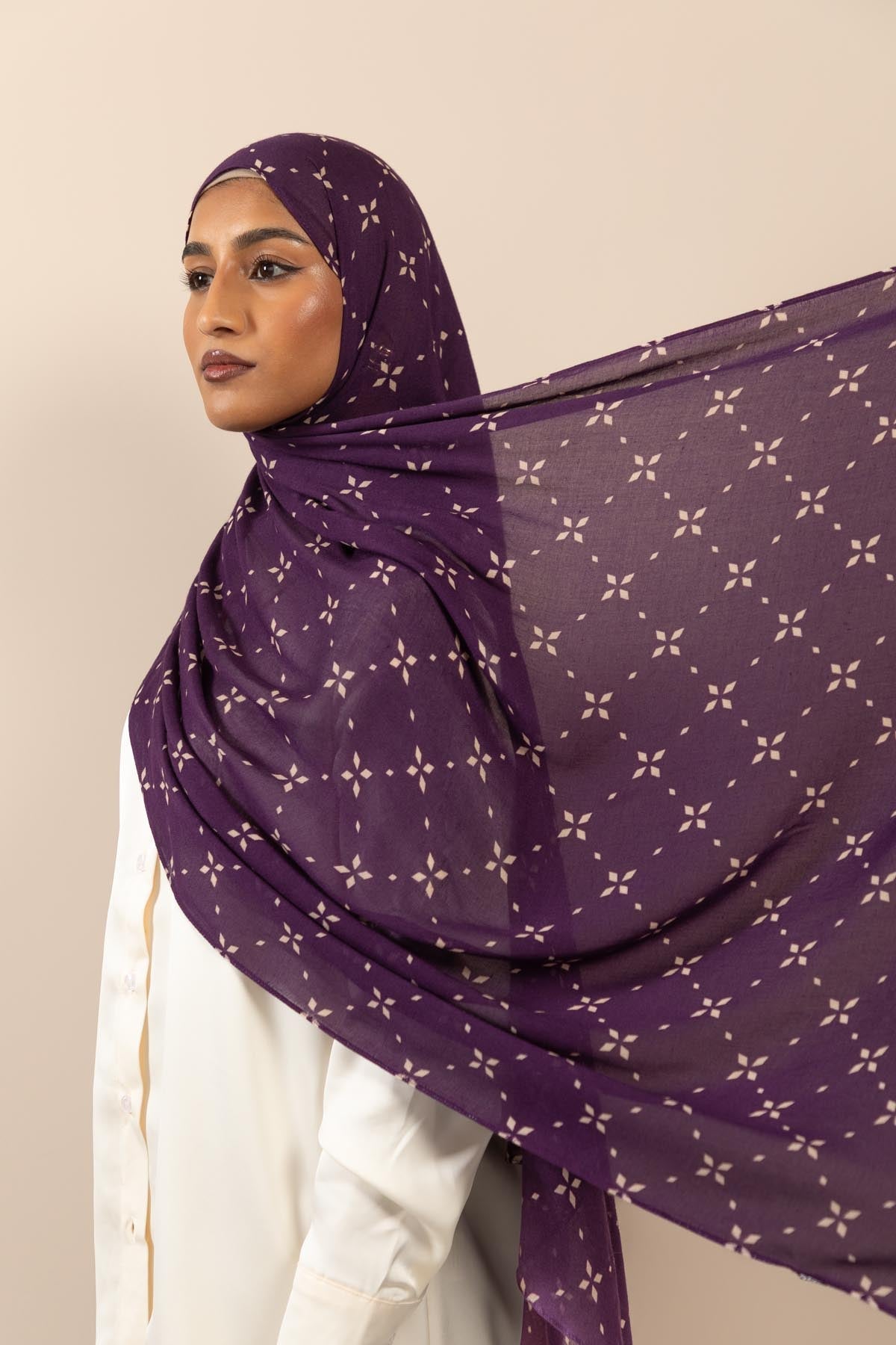 Layali Plum - Printed Modal Hijab