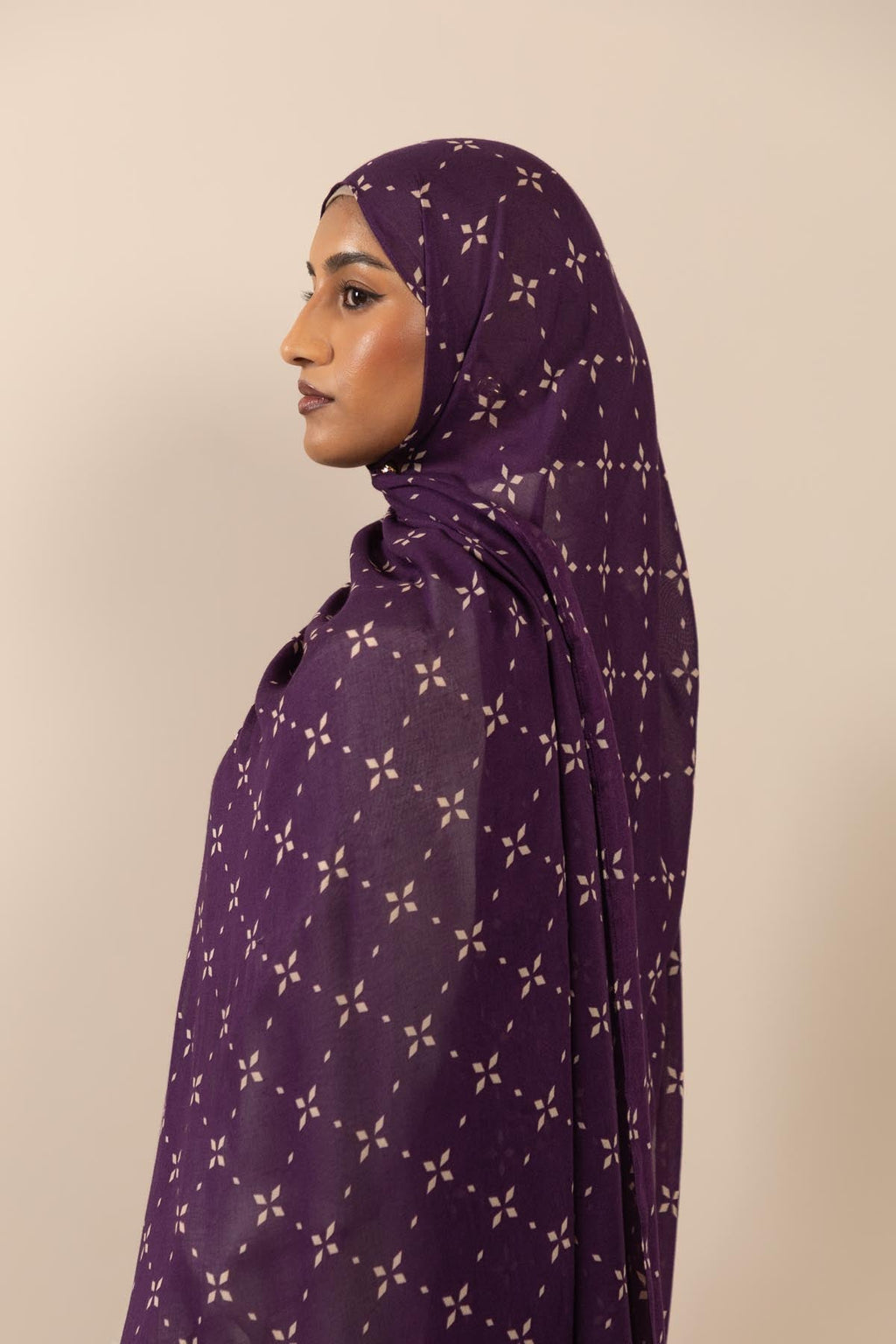 Layali Plum - Printed Modal Hijab